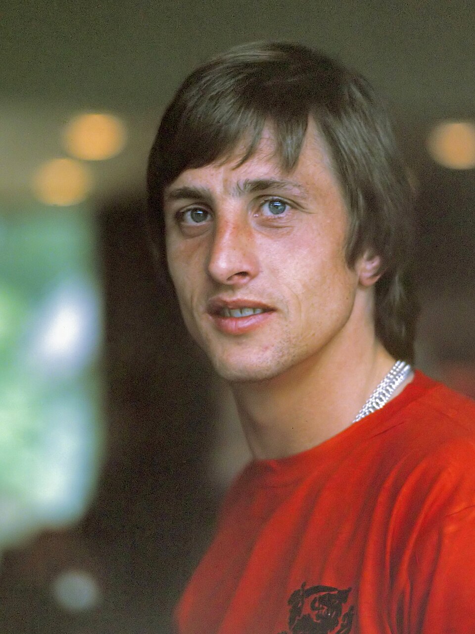 Porträtt av Johan Cruyff i Nederländernas landslagströja