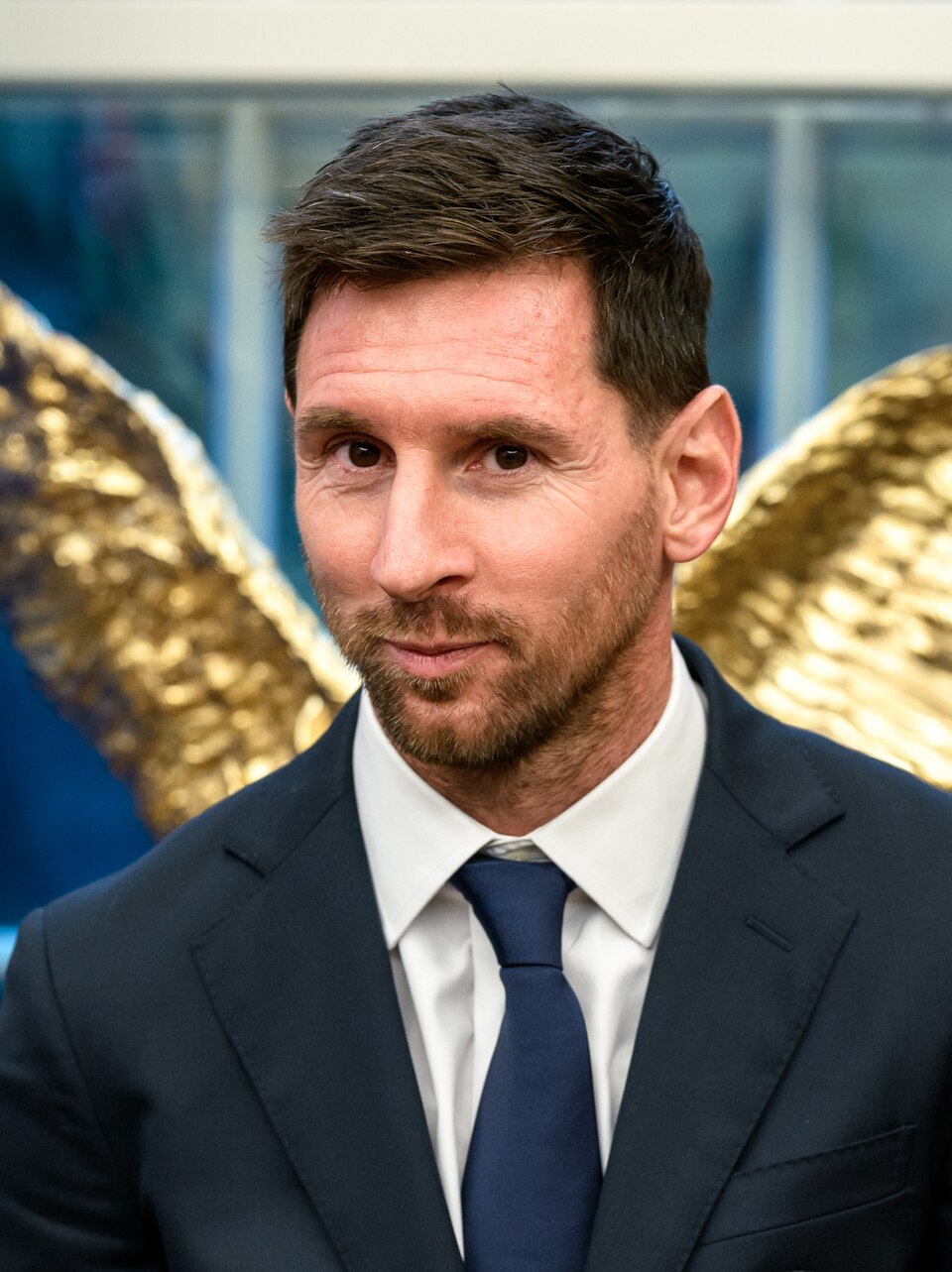 Porträtt av Lionel Messi i Argentinas landslagströja
